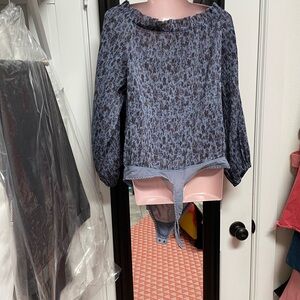 Free People Blue and Purple Floral Bodysuit